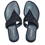Midnight Sparkle Embellished Toe-Post Sandal