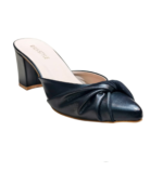 Elegant Knotted Pointed-Toe Block Heel Mules - Image 3
