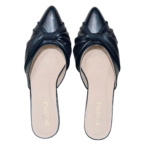 Elegant Knotted Pointed-Toe Block Heel Mules