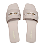 Elegant Matte Black Chain-Link Slide Sandal - Image 2